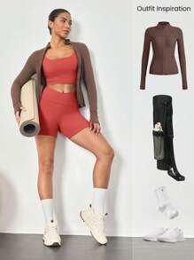 GLOWMODE Celana Pendek Biker FeatherFit™ Crossover Cutie 4,3 inci, Olahraga Ringan untuk Bersepeda, Lari, dan Latihan di Gym Musim Panas - Debu Kosmik Merah - View 8