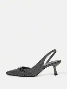 CUCCOO HITCHD Pointed Toe Glittering Low Heel Comfortable Fashionable Versatile Rhinestone Decor Women Backless High Heel Pumps