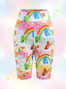 SHEIN X Care Bears 女士可爱卡通熊印花骑行短裤，夏季