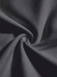 SHEIN EZwear 超大款 MILANO 英文图案圆领短袖 T 恤，休闲宽松女款，适合夏季 - 深灰色 - 查看 4