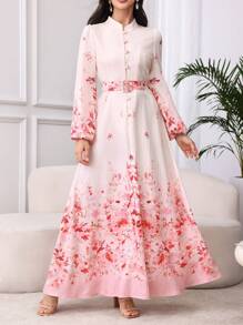 Graceveil Vestido con patrón, cinturón y cuello simulado