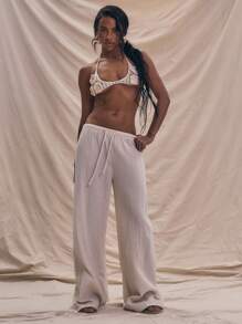 MUSERA Top brassière tricoté à col ras-du-cou fleuri, top d'été de vacances décontracté, sexy d'été