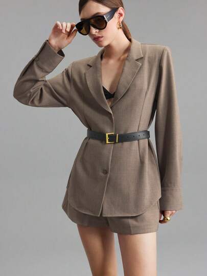 Ontre 2025 Women Casual Commuter Plain Suit Jacket