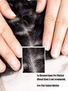 巴西 4x4 蕾丝闭合 100% 未加工人类处女发 预拔水波 预拔发际线 前部闭合 自然黑色 带婴儿头发（8 英寸 - 18 英寸，卷曲闭合） - SNatural - 查看 5