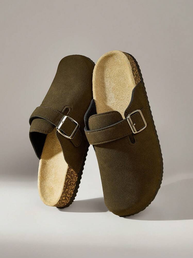 Solecia 女士时尚厚底方形扣拖鞋，与女鞋搭配 - 棕色 - 查看 2