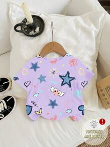 SHEIN Young Girl Casual Simple Round Neck Short Sleeve T-Shirt, Suitable For Summer - White - View 3