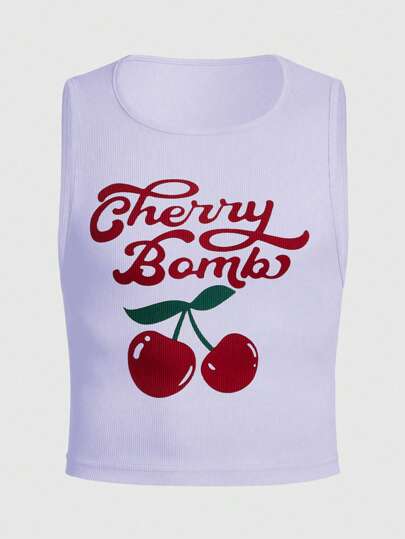 ROMWE Avant ملابس علوية بلا أكمام بطباعة الكرز بتصميم بسيط وأنيق، مناسب للصيف للرجال