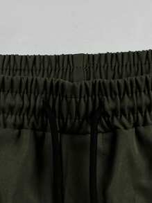 Manfinity Homme Quần âu nam trơn màu, quần thời trang tối giản phù hợp với phong cách đường phố mùa hè, mùa thu - xanh quân đội - Xem 3