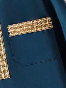 Tween Boys Noble Golden Edge Long Sleeve Shirt, Spring/Summer - Navy Blue - View 7