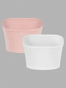 SHEIN 青少年女孩简单舒适露肩防滑吊带背心 2 件套 - 粉色 - 查看 2