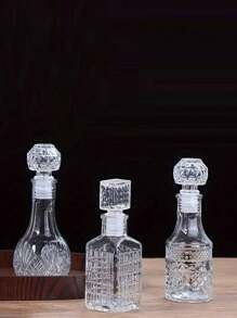 Cirelle 1Pc Vintage Split Bottle, Crystal Empty Refillable Home Table Decoration Bottle,Creative Mini Bottles Clear Transparent Glass Carving Bottle,Travel Perfume Liquid Bottle(1.69oz/50ml And 3.38oz/100ml Available), Rama Table Decor, Bedroom Supplies, Housewarming Gift, Travel Essentials, Gifts For Women/Girls/Girlfriend