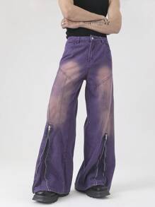 Manfinity EMRG Men's Casual Denim Jeans, Suitable For Summer - Purple - View 7