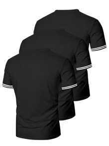 Manfinity Homme Maglietta casual a maniche corte da uomo con scollo tondo e color block - Multicolore - Visualizzare 2