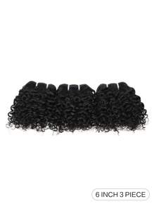 杰瑞卷发束带扣巴西真人发束 3 件套 6 英寸接发自然色