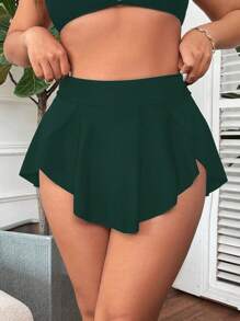 Swim Basics Plus Size Women Asymmetrical Hem Solid Color Tankini Skirt Bottoms