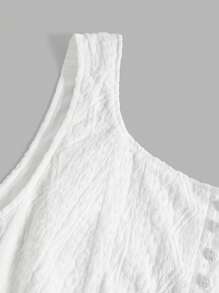 SHEIN EZwear Plus Size Solid Color Sleeveless Ruffle Hem Casual Dress - Apricot - View 4