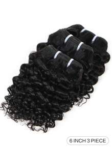 杰瑞卷发束带扣巴西真人发束 3 件套 6 英寸接发自然色
