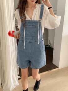 DAZY Women's Casual Washed Denim Overalls, Spring/Summer - Blue - View 6