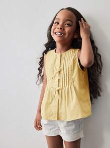 Maija Kids Maija Kids Top casual sans manches pour jeune fille avec col rond et décoration en nœud tissé