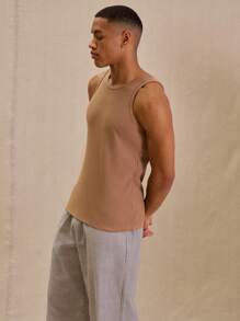 Musero Fitted Ribbed Sleeveless Tank Top For Spring Summer Basic - Brown - View 2