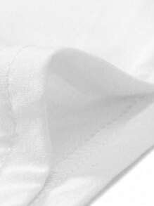 Manfinity Homme Kaos Pria Ukuran Besar Lengan Pendek Leher Bulat Sederhana, Modis untuk Musim Panas - Putih - View 4