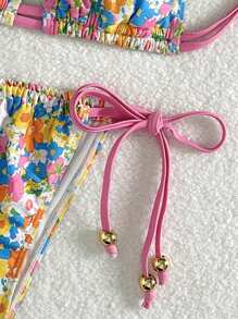 SHEIN Women's Sweet Floral Holiday Beach Summer Swimwear Outfit