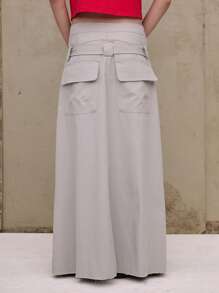 COUREZ 低腰工装长裙，腰带细节，Y2K复古风
