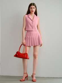 MOTF STUDIO LAPEL COLLAR BOXY WAISTCOAT - Pink - View 5