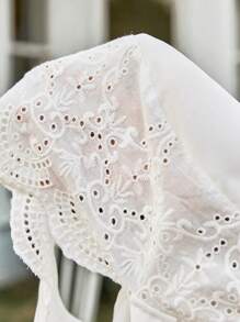 KURAYIA 大码女式 V 领纯色刺绣无袖连体裤，非常适合外出或度假 - 白色 - 查看 5