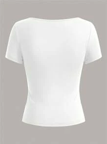 SHEIN EZwear 3 件套女士黑色、橄榄绿、白色短袖短款休闲修身 T 恤，适合夏季 - 彩色 - 查看 6