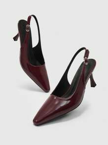 CUCCOO BIZCHIC Fashion Minimalist Women High Heel Sandals, Backstrap Slingback Pumps For Summer Vacation, Versatile Office Wear And Casual Outfits - Red - View 9