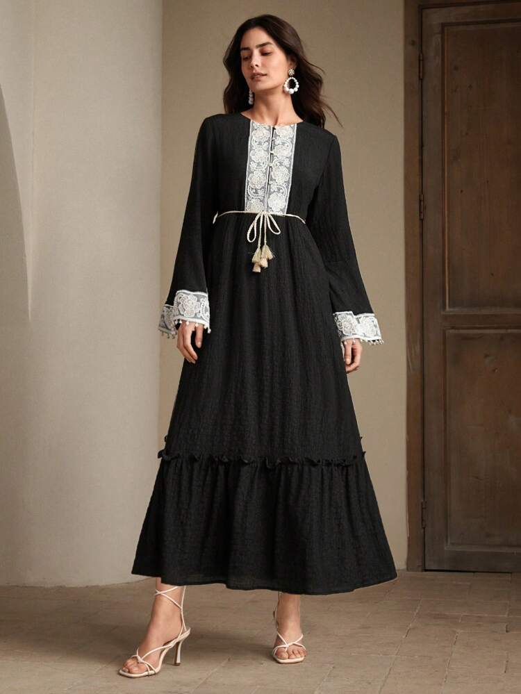 Elegant Festival Midi Dress For Women, Suitable For Spring And Autumn