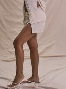 MUSERA Jupe mini ajustée avec fente latérale, style fluffy, pour l'été seulement