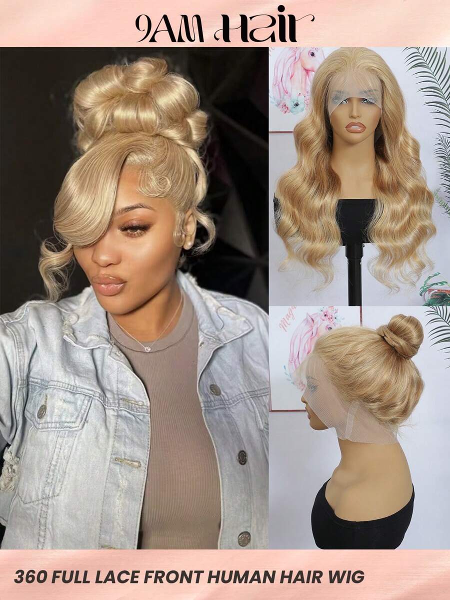 #27 Body Wave Wig 360 Lace Front Wigs Human Hair Honey Blonde Hair With Pre Plucked Baby Hair 150% Density - S27 - View 1