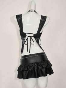 SHEIN ICON 女士时尚褶皱蕾丝后背结饰吊带背心