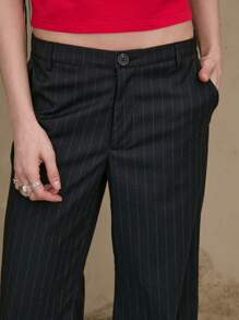 COUREZ Y2K taillierte Schlaghose mit niedriger Taille, Vintage - Schwarz - Übersicht 5