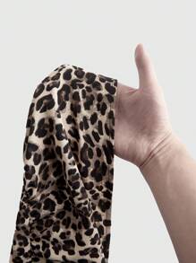 SHEIN EZwear Cute Holiday Leopard Print Backless Leopard Print Doll Mini Dress