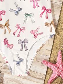 SHEIN Tween 女童休闲简约细肩带连体泳衣，适合夏季 - 彩色 - 查看 4