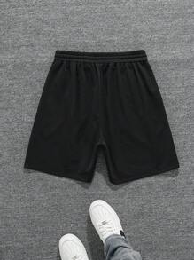 SHEIN Manfinity Dauomo Men's Cross Print Drawstring Waist Regular Fit Casual Shorts
