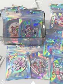 50/100 Túi Mylar Holographic - Bao bì giấy bạc chống mùi có khóa kéo có thể đóng lại để đựng đồ trang sức/kẹo/ốc vít - Túi nhựa tự dán Rainbow Laser - Nhiều màu - Xem 12