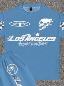 SHEIN Bolty Tween Boy Casual Simple Short Sleeve Crew Neck 2 Pieces Set, Suitable For Summer - White - View 4