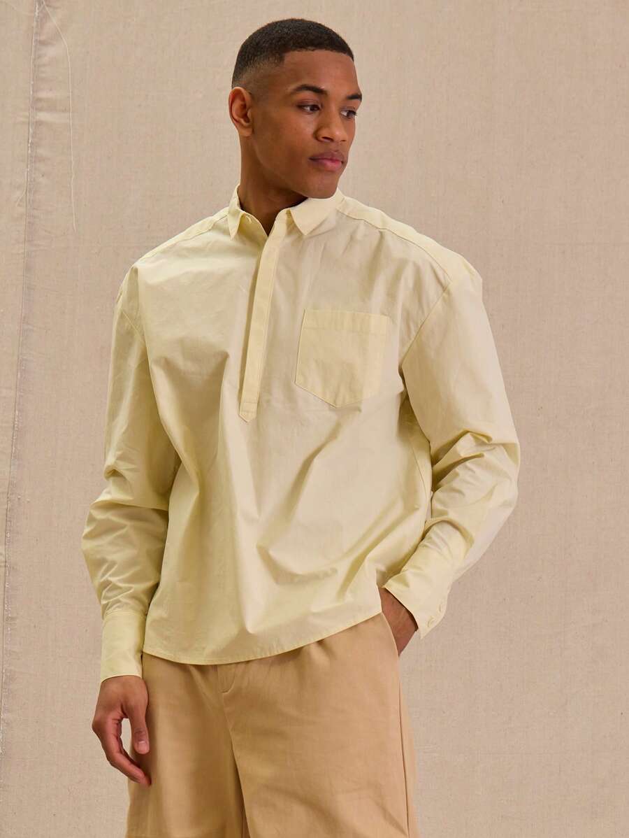 Musero Pocket Detail Long Sleeve Shirt Spring Summer - Yellow - View 1