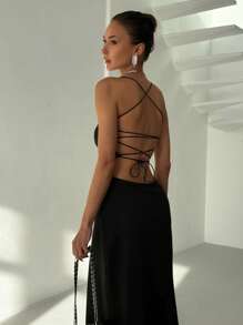 Aloruh Women Side Cut-Out Twist Waist Cami Dress, Fitted Design,Tea Party Dress,Summer Dresses For Women,Rave Outfits Festival
