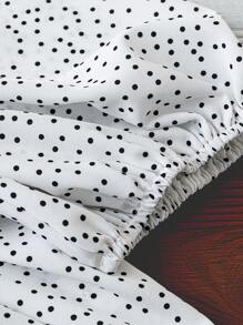 Linhara Áo cánh voan chấm bi in họa tiết chấm bi thanh lịch cổ chữ V rộng rãi xếp nếp cho kỳ nghỉ cỡ lớn dành cho nữ, mùa xuân/hè - trắng - Xem 4