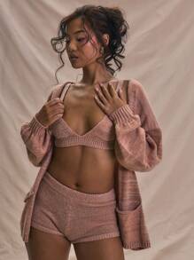 MUSERA Oversized Pocket Detail Ballon Sleeve Cardigan Spring Summer - Multicolor - View 1