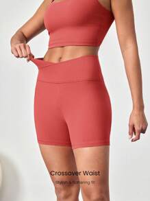 GLOWMODE Celana Pendek Biker FeatherFit™ Crossover Cutie 4,3 inci, Olahraga Ringan untuk Bersepeda, Lari, dan Latihan di Gym Musim Panas - Debu Kosmik Merah - View 3