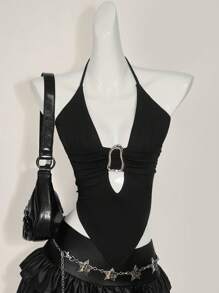 SHEIN ICON American Sexy Cami Top, Summer,Rave Top - Black - View 1