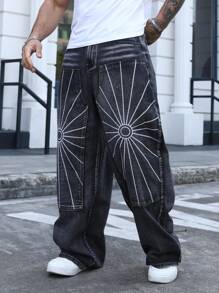 Manfinity LEGND Men's Pocket Detail Minimalist Denim Jeans, Casual For Everyday Wear - Dark Grey - View 1