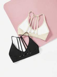 Easithlete Women's Solid Color 2pcs Daily Fitness Sports Bra - Multicolor - View 2