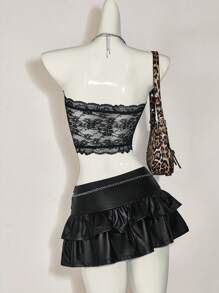 SHEIN ICON Sexy Lace Bandeau Top,Rave Top - Black - View 2